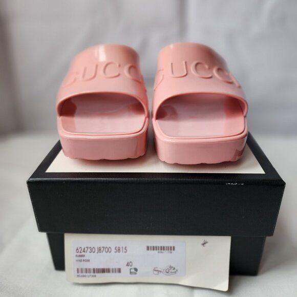 Gucci Women’s Rubber Slide Sandals (GG Embossed), Brand New, Pink, Size 40. - Picture 3 of 16